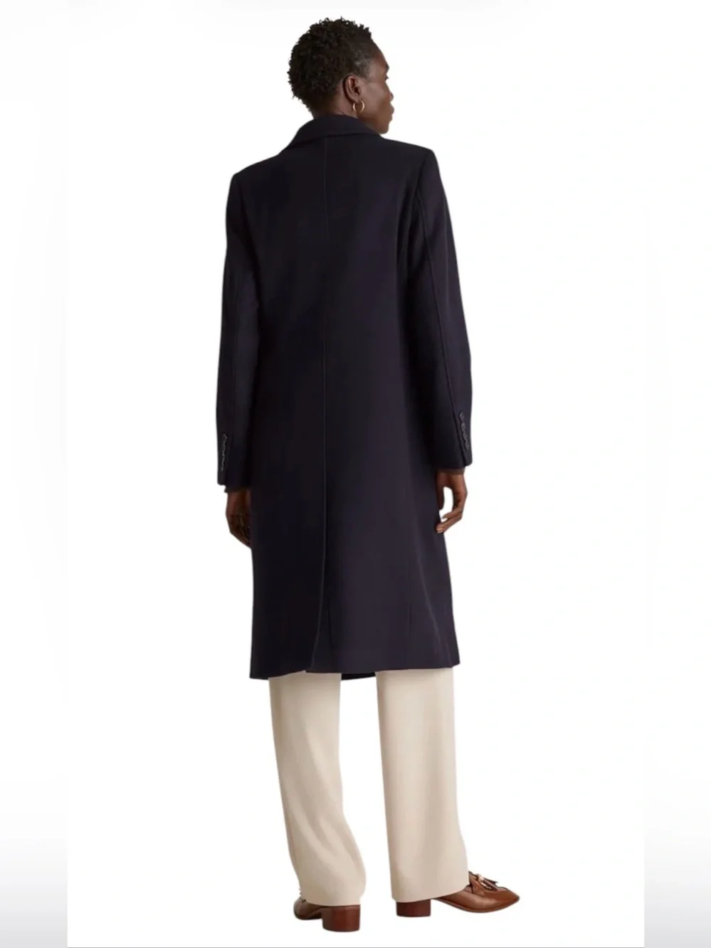 NWT Quince Women’s Italian Wool Double Breasted Coat Cadet Navy Blue Size L